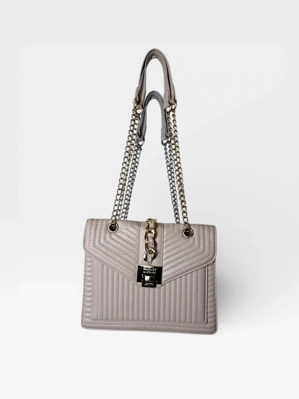 Badgley Mischka Quilted Crossbody Purse Bag Creme